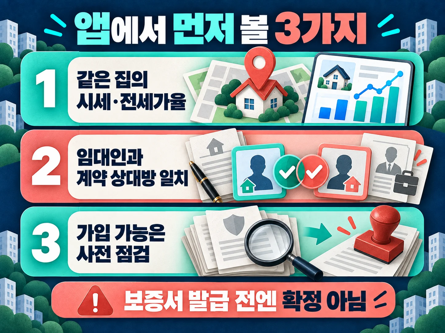안심전세앱에서 시세·임대인·보증가입 가능 여부를 확인하는 점검