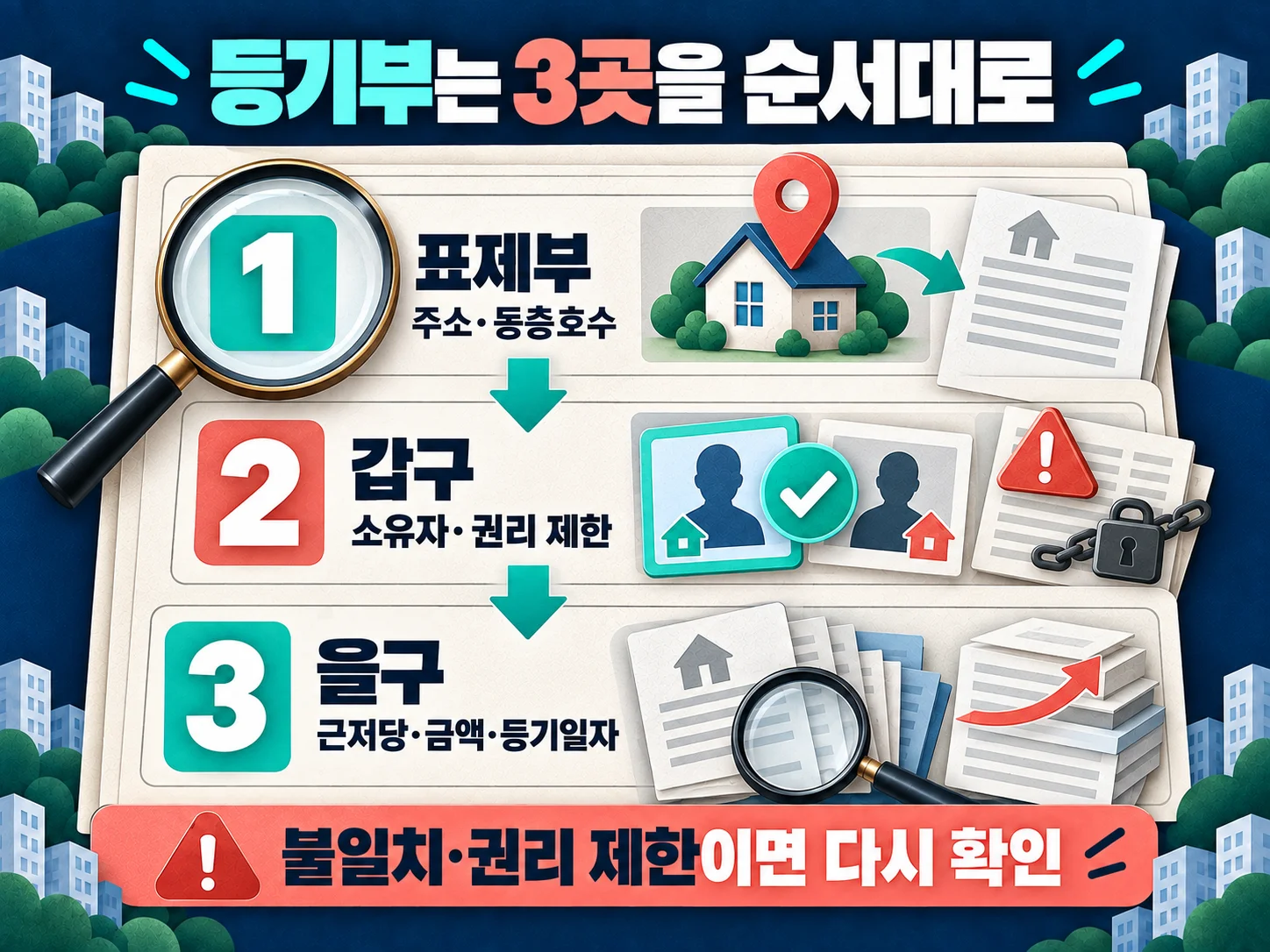 등기부 표제부·갑구·을구로 전세 권리관계를 확인하는 방법