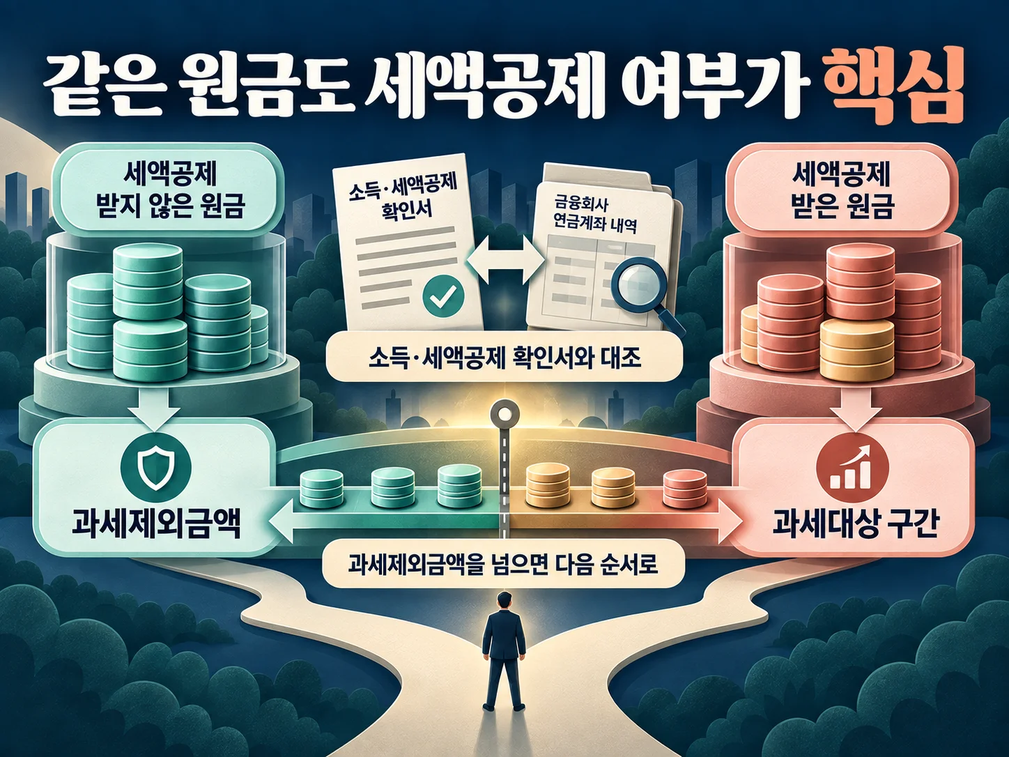 과세제외금액과 세액공제 원금 확인