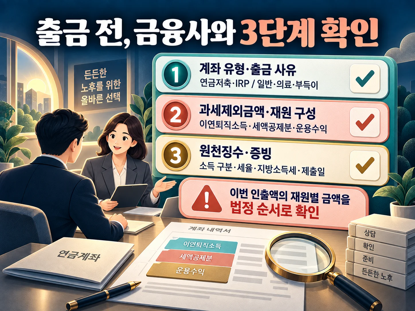연금계좌 출금 전 재원과 증빙 확인 체크리스트