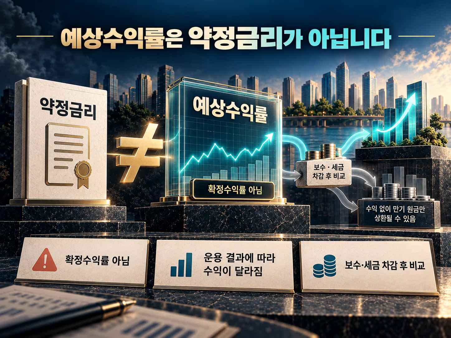 IMA 예상수익률과 확정금리의 차이 비교