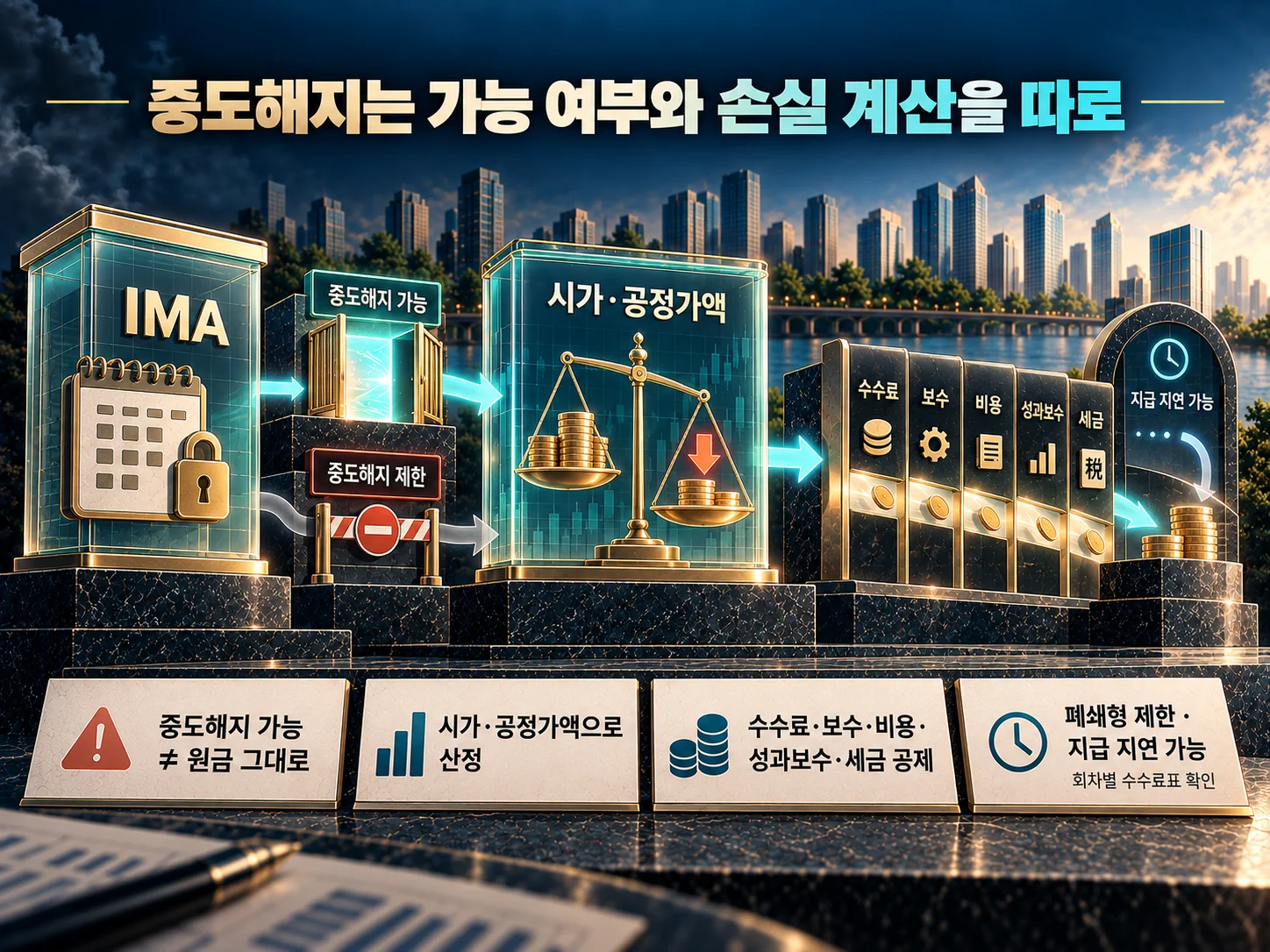 IMA 중도해지 시 공정가액·수수료·원금손실 위험 확인
