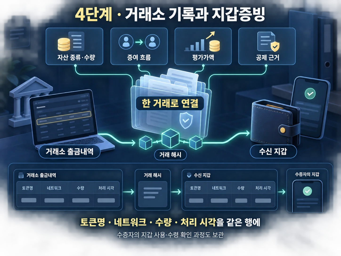 가상자산 지갑 전송 증빙과 거래 해시를 연결해 보관하는 과정