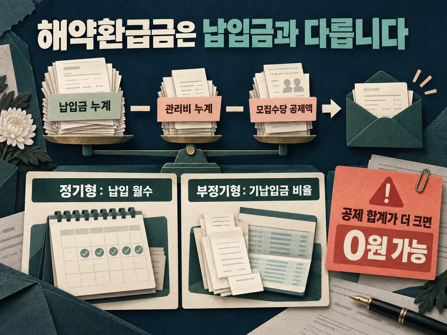 상조 해약환급금 계산 항목 확인