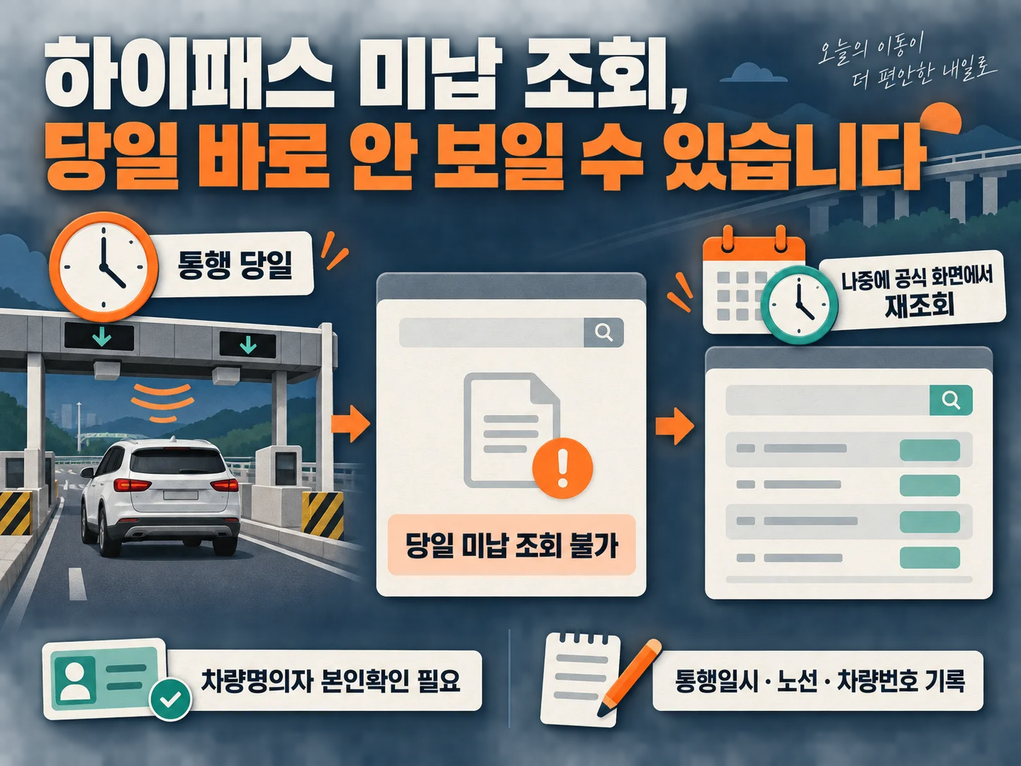 하이패스 미납통행료 조회 전 당일 반영 여부 확인