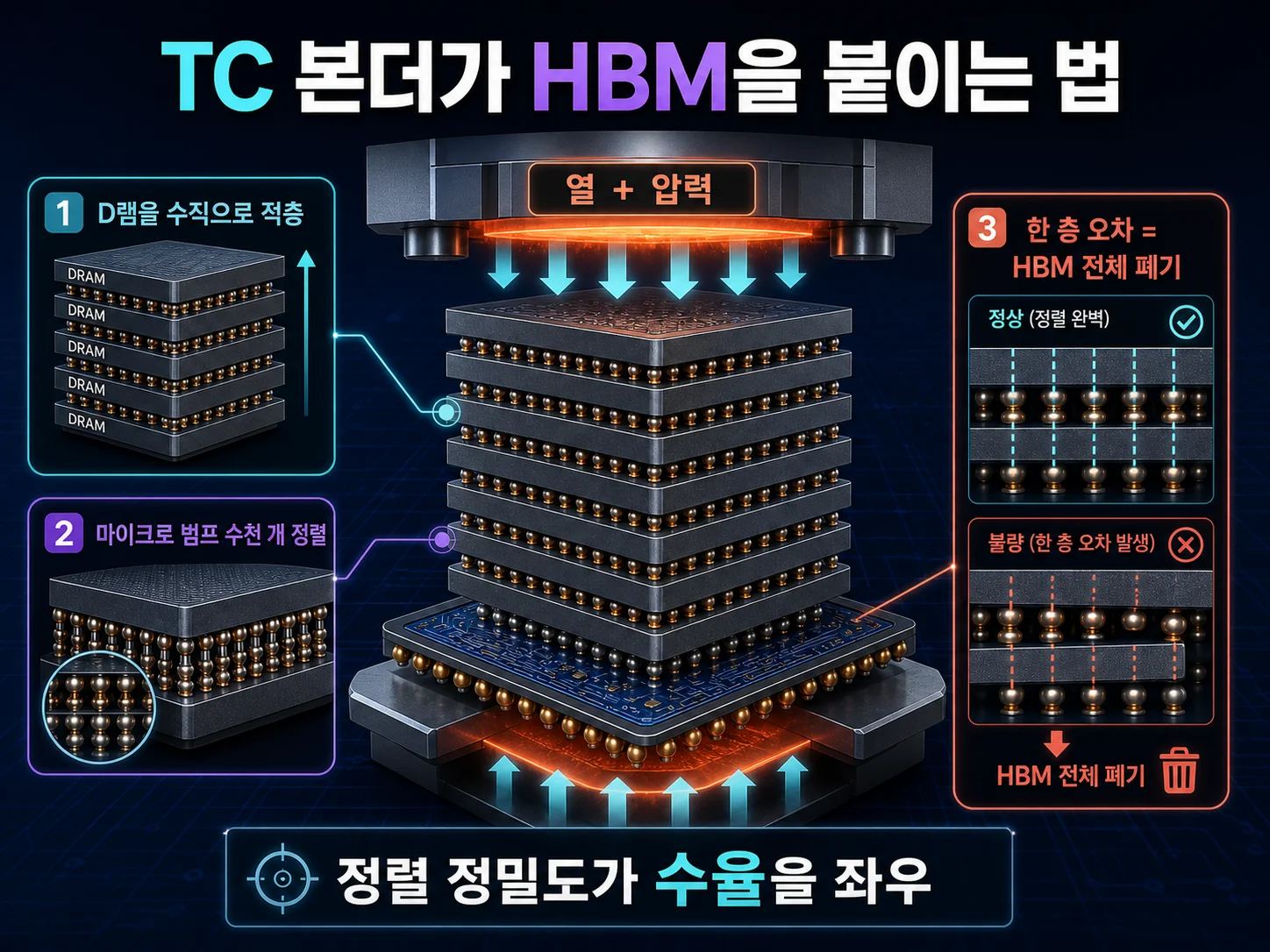 HBM용 TC 본더의 열압착 적층 공정