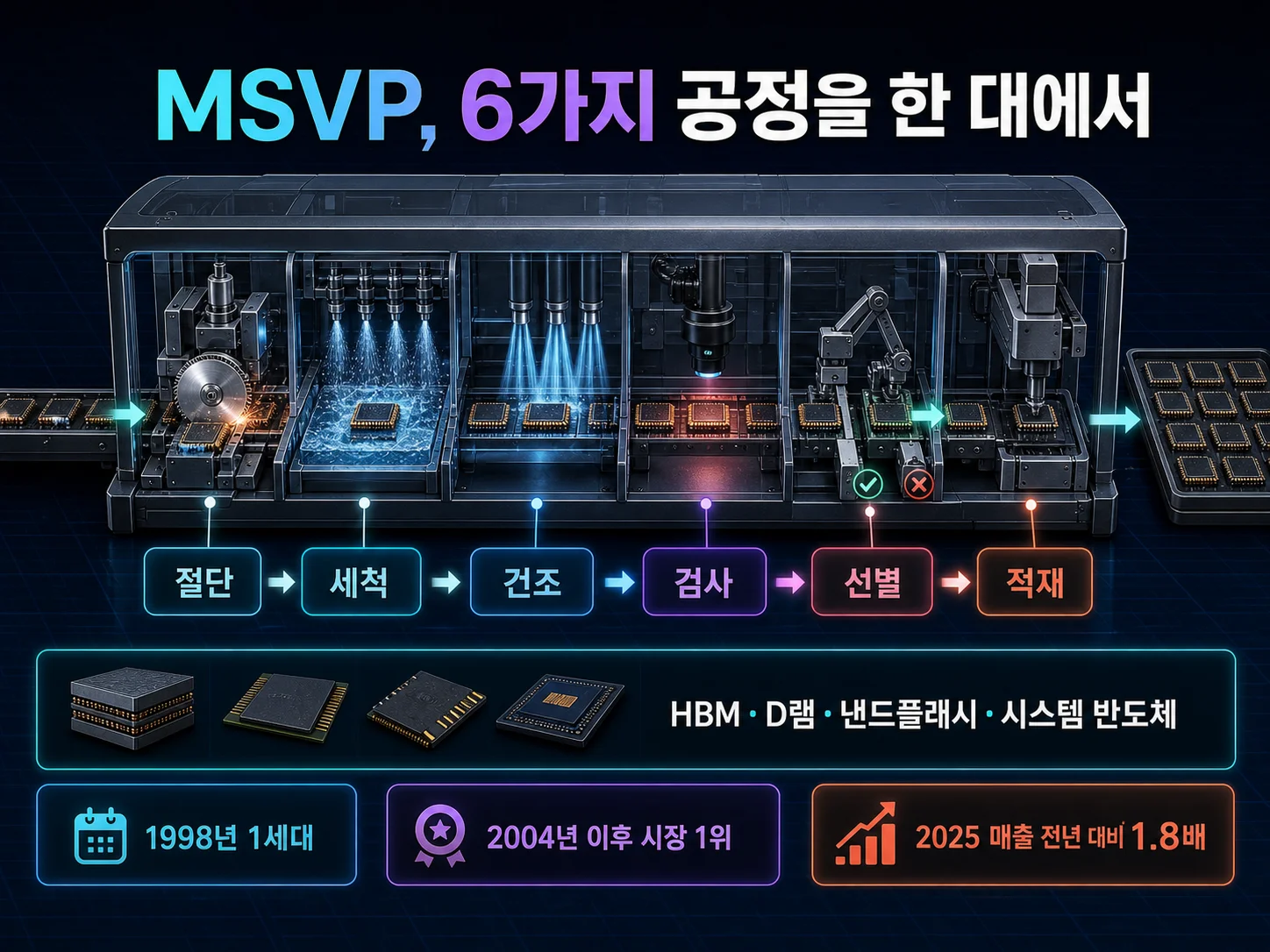 MSVP 장비의 절단부터 적재까지 6단계 공정