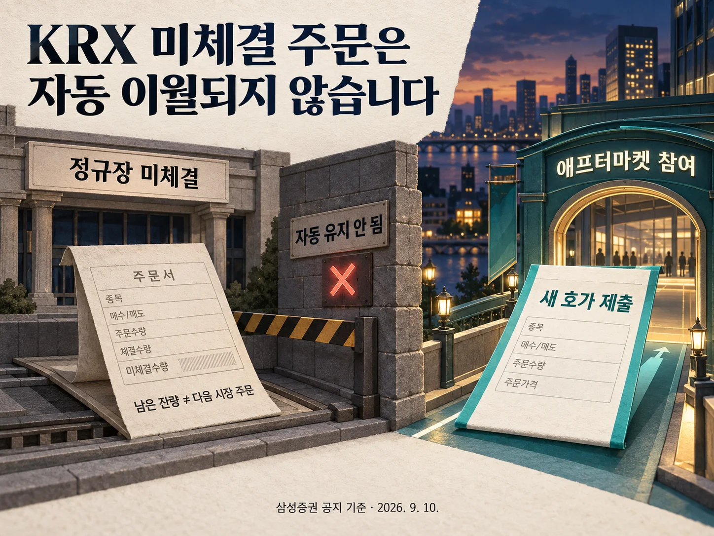 - KRX 미체결 주문의 애프터마켓 재주문 기준