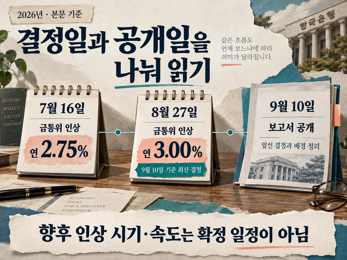 보고서 발간일과 기준금리 결정일을 구분하는 한국은행 기준금리 확인 이미지