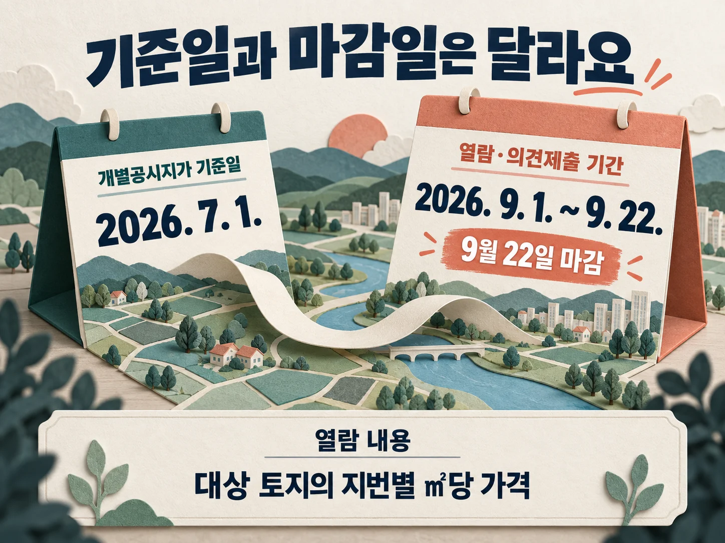개별공시지가 기준일과 의견제출 마감일 정리