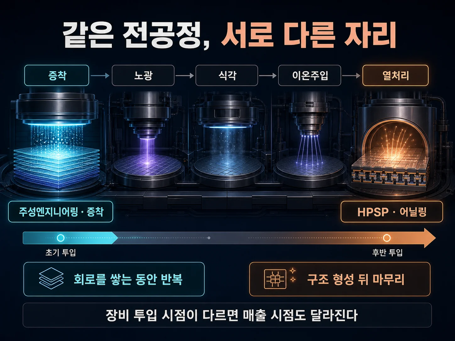 전공정 공정 단계 중 증착과 어닐링 장비의 위치 구분
