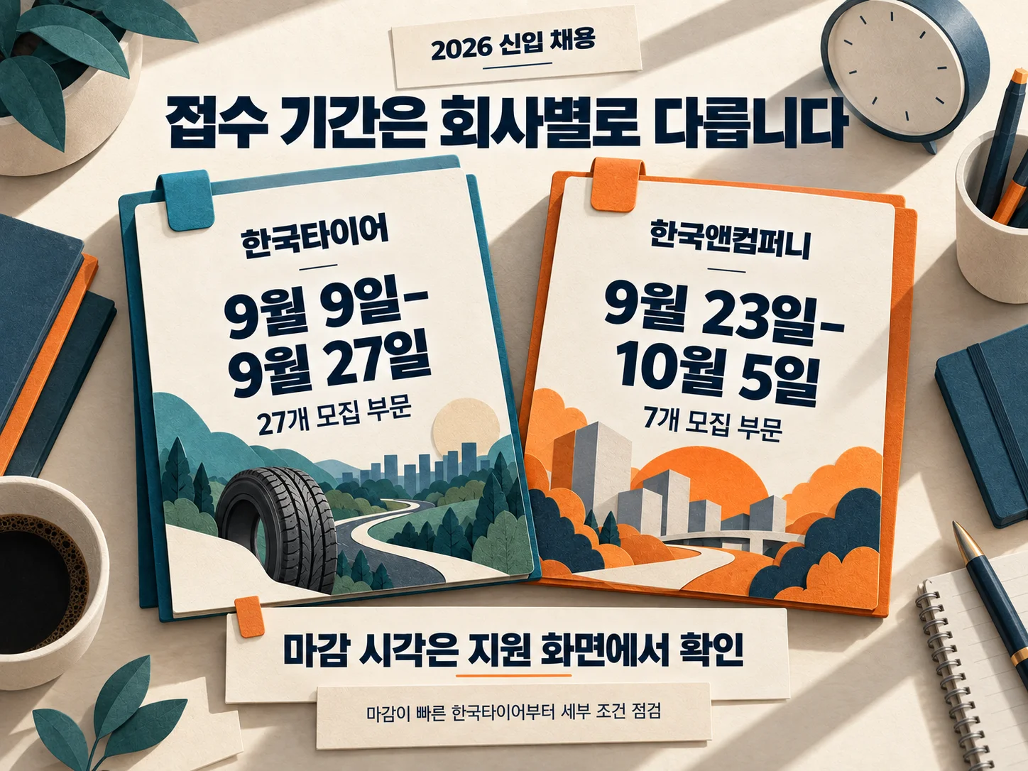 - 한국타이어와 한국앤컴퍼니 채용 접수 기간 비교