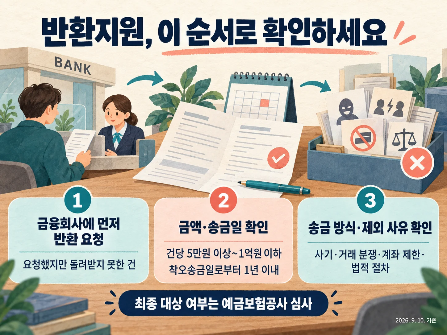 - 착오송금 반환지원 대상 금액·기한과 제외 사유를 확인하는 이미지