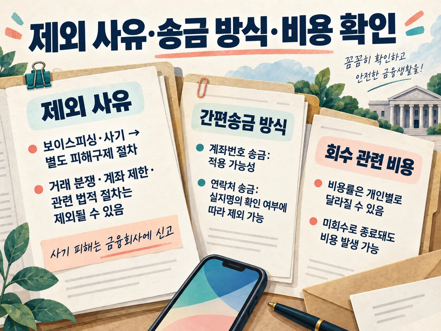 - 착오송금 반환지원의 사기·법적 절차·계좌 제한 제외 사유 확인 이미지