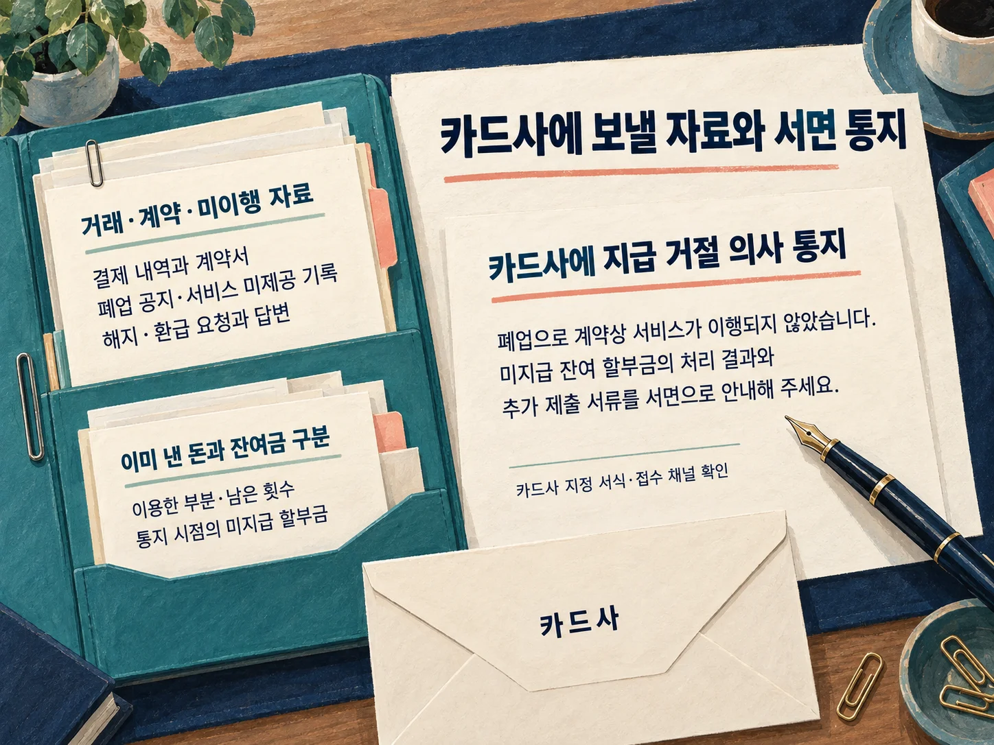 - 폐업 잔여대금 관련 카드사 서면 통지와 증빙서류 준비