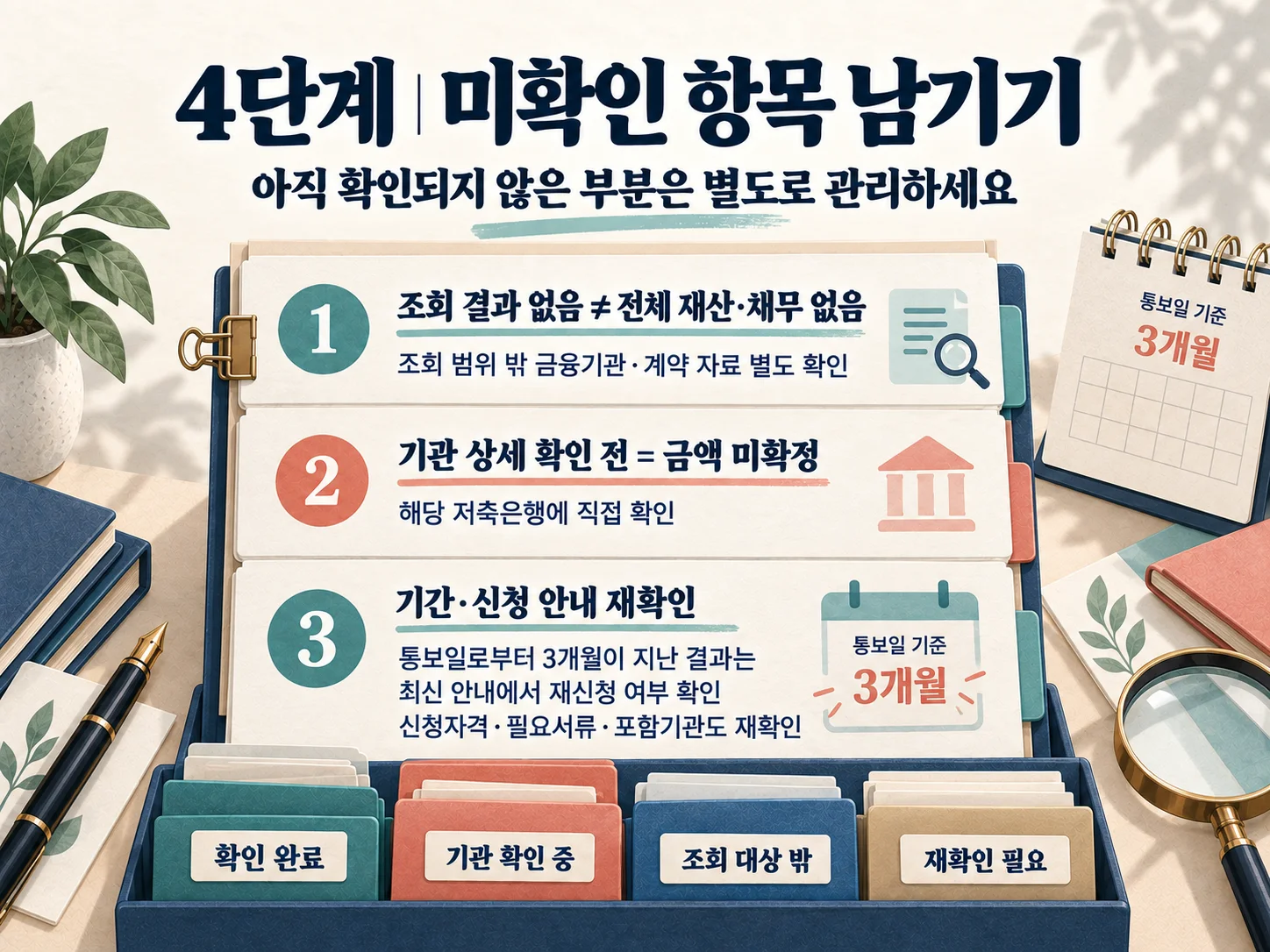 상속 재산 조회에서 미확인 항목을 구분해 기록하는 방법