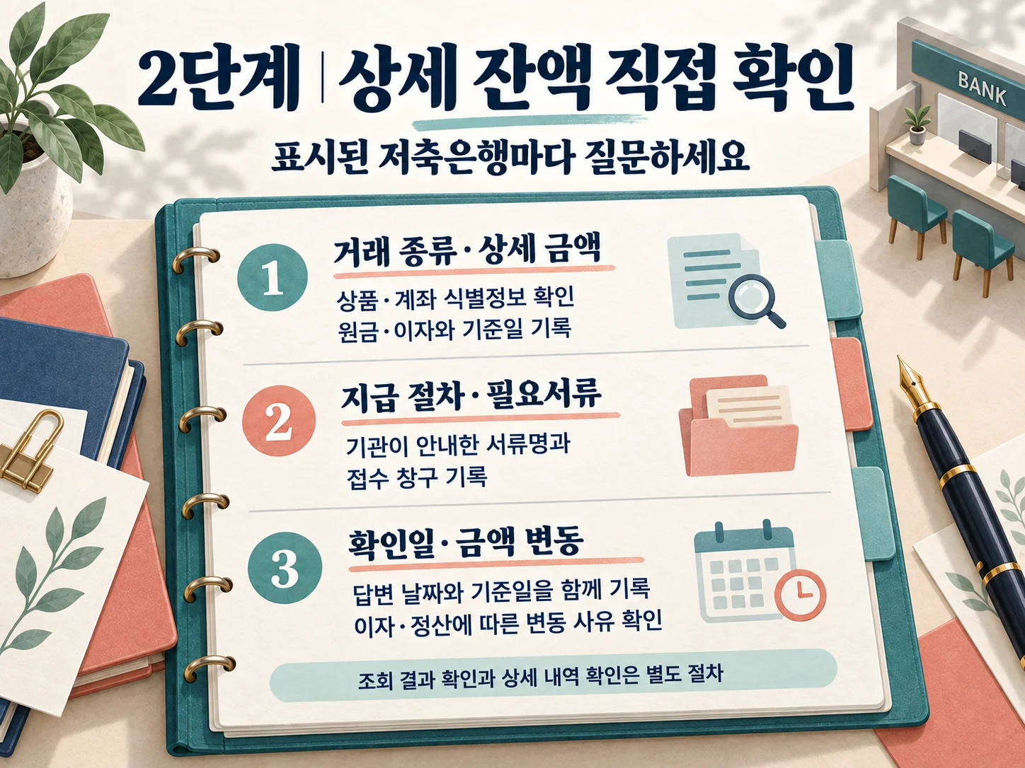 저축은행 상세 잔액과 이자 확인 항목