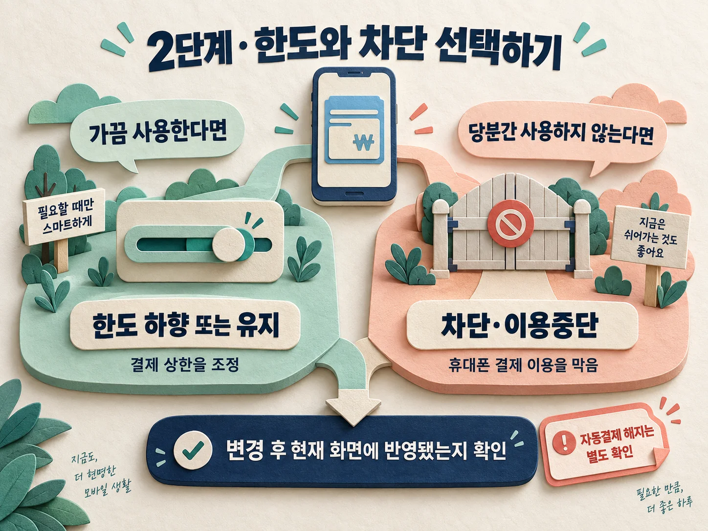 휴대폰 소액결제 한도 하향과 결제 차단 기준 비교