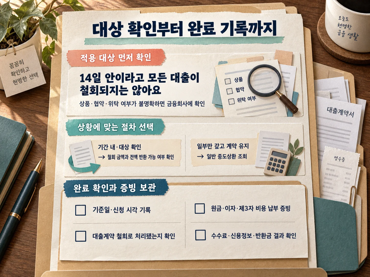 대출계약 철회 적용 대상과 접수 확인 체크리스트