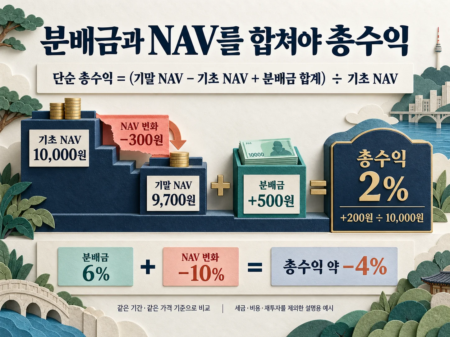 NAV 변화와 분배금을 합산한 ETF 총수익 계산