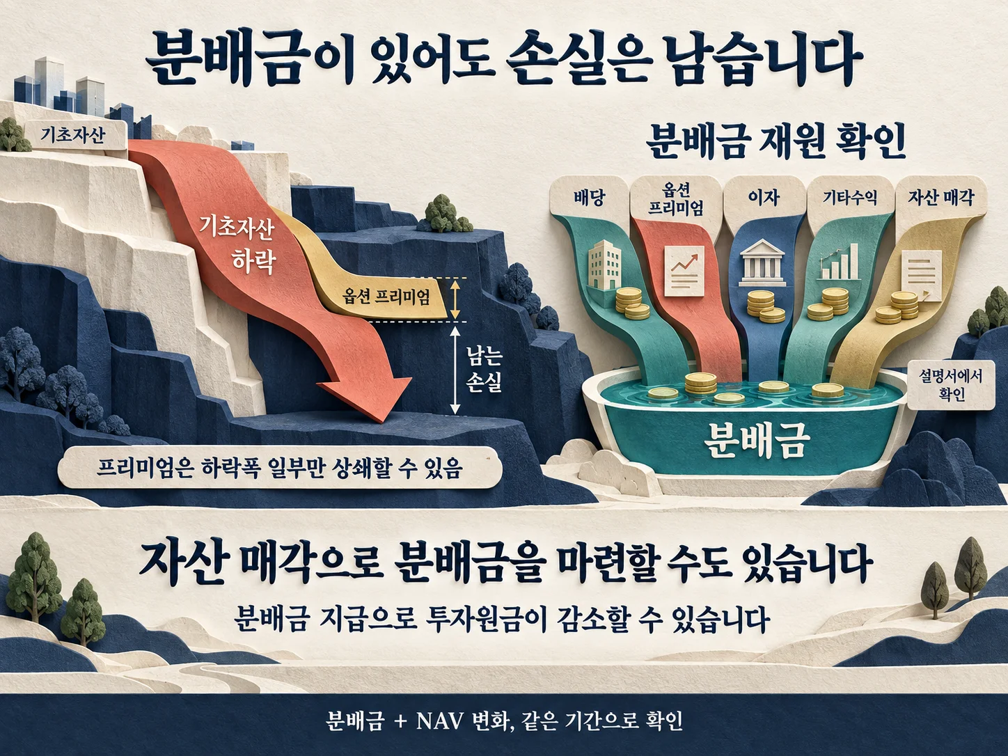 하락장에서 옵션 프리미엄이 손실을 완전히 막지 못하는 커버드콜 ETF