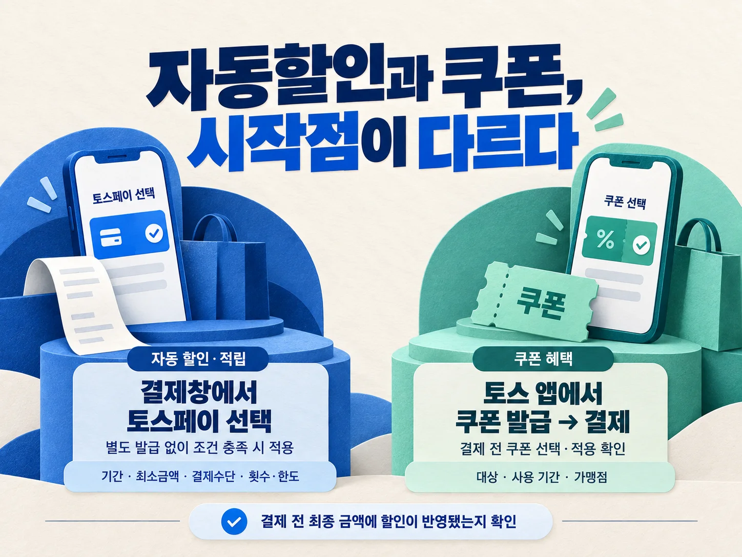 - 토스페이 자동할인과 쿠폰 발급 절차 비교