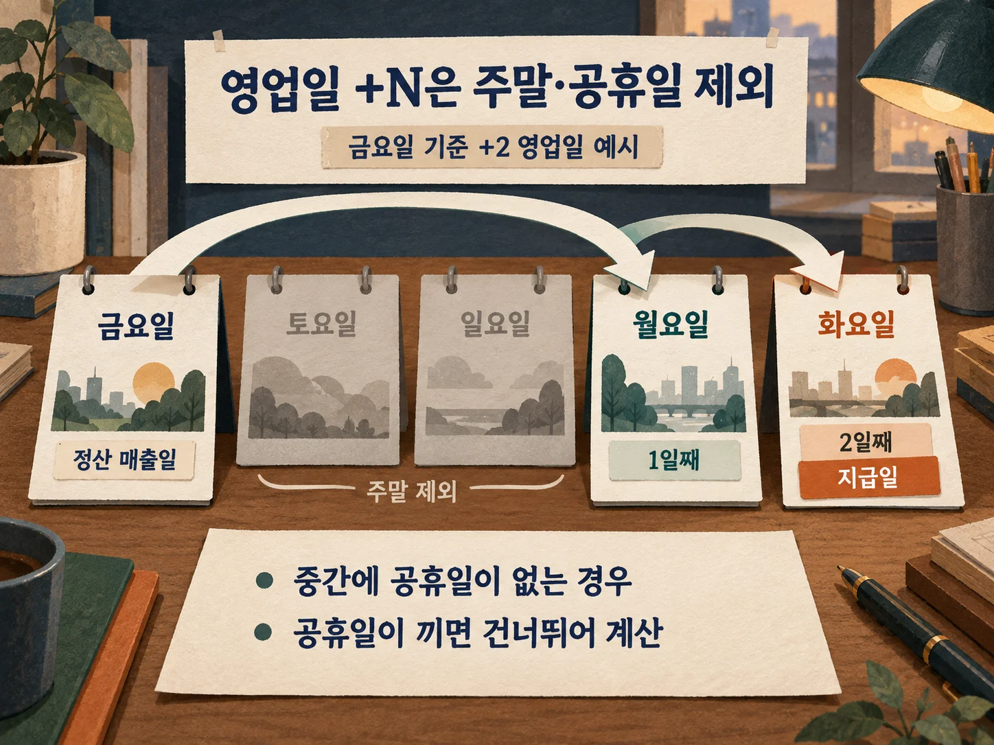 영업일 기준 PG 정산 지급일 계산