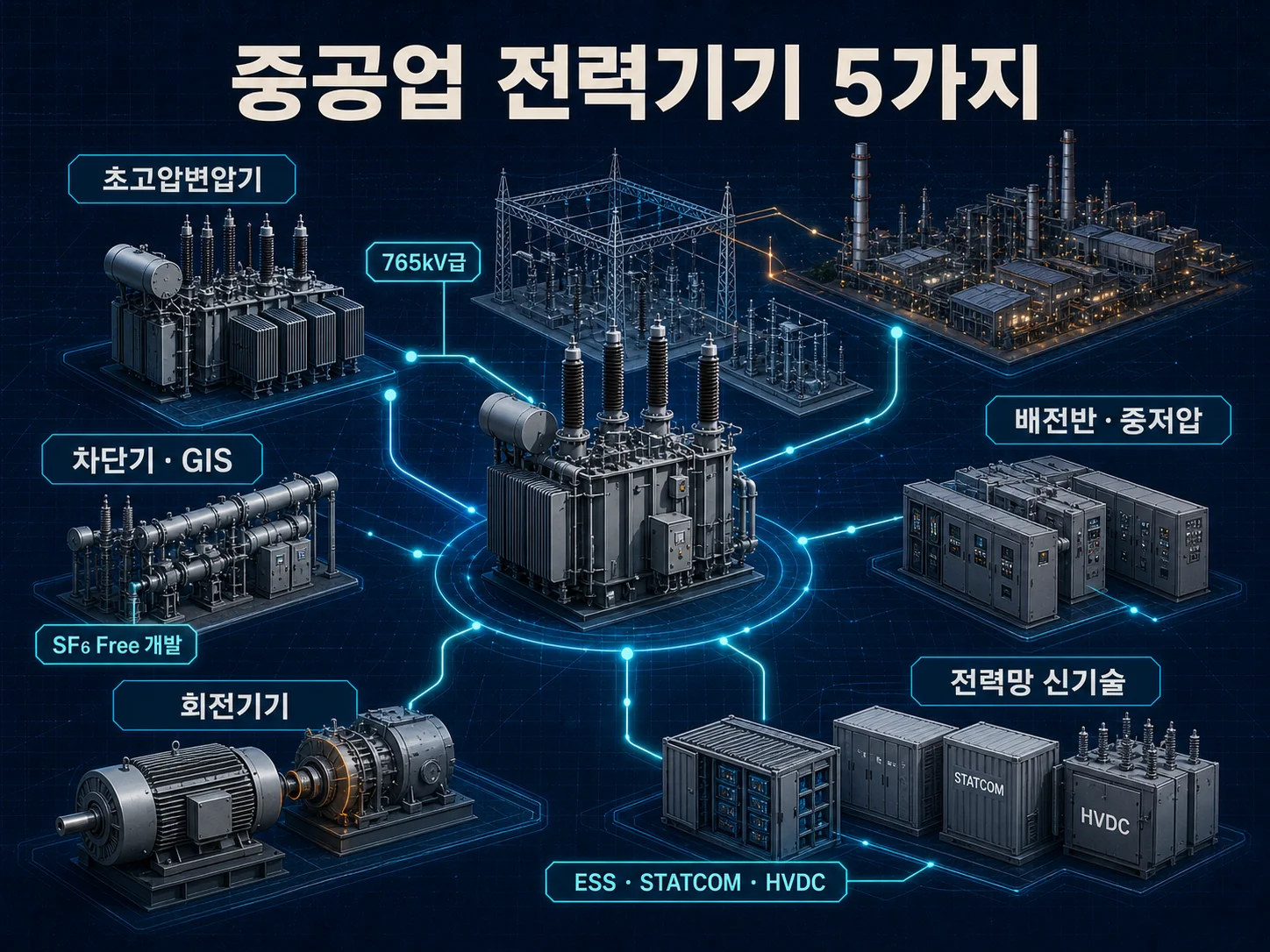 효성중공업 초고압변압기와 차단기 등 전력기기 제품 라인업