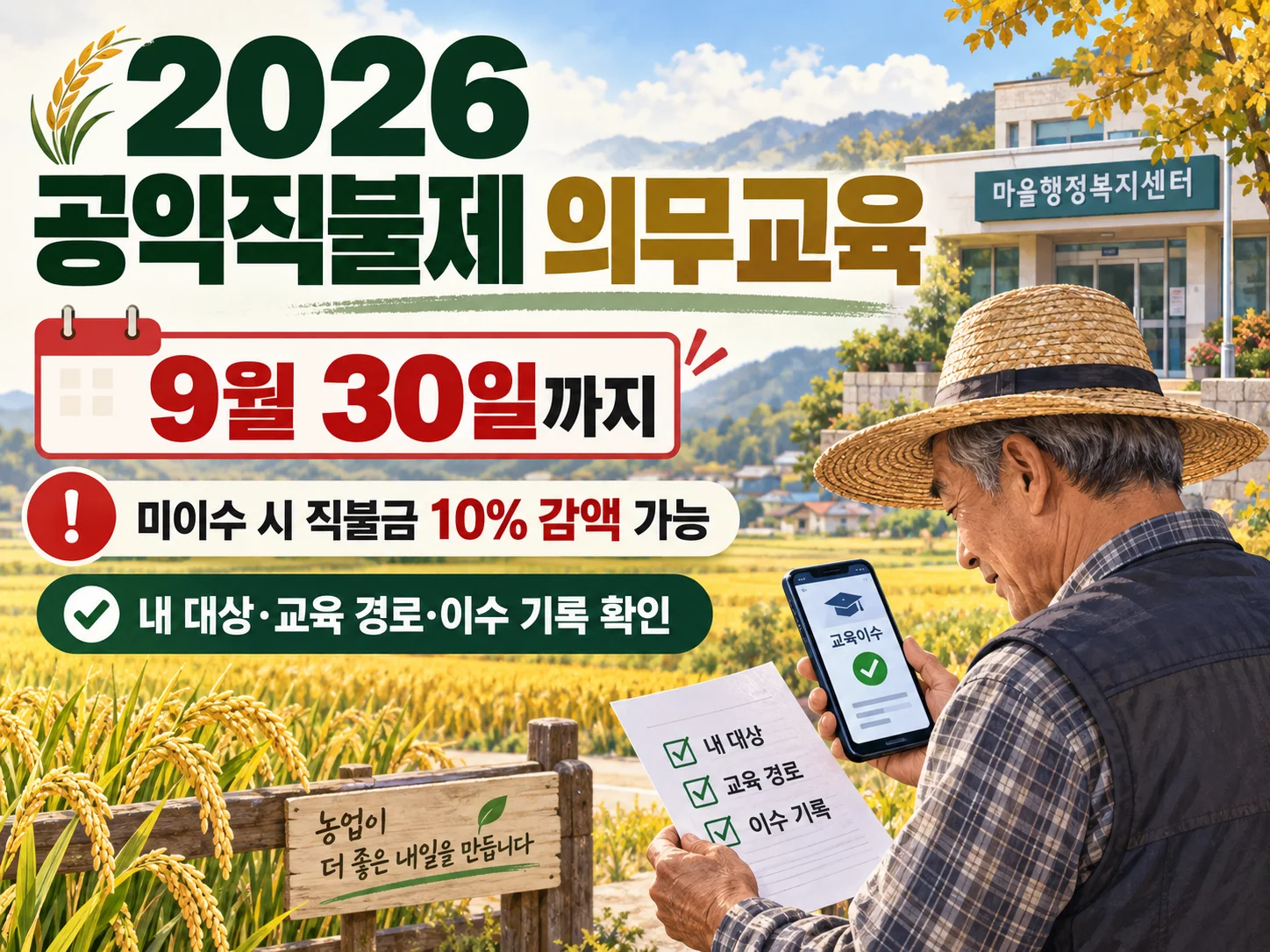 2026년 공익직불제 의무교육 마감 안내