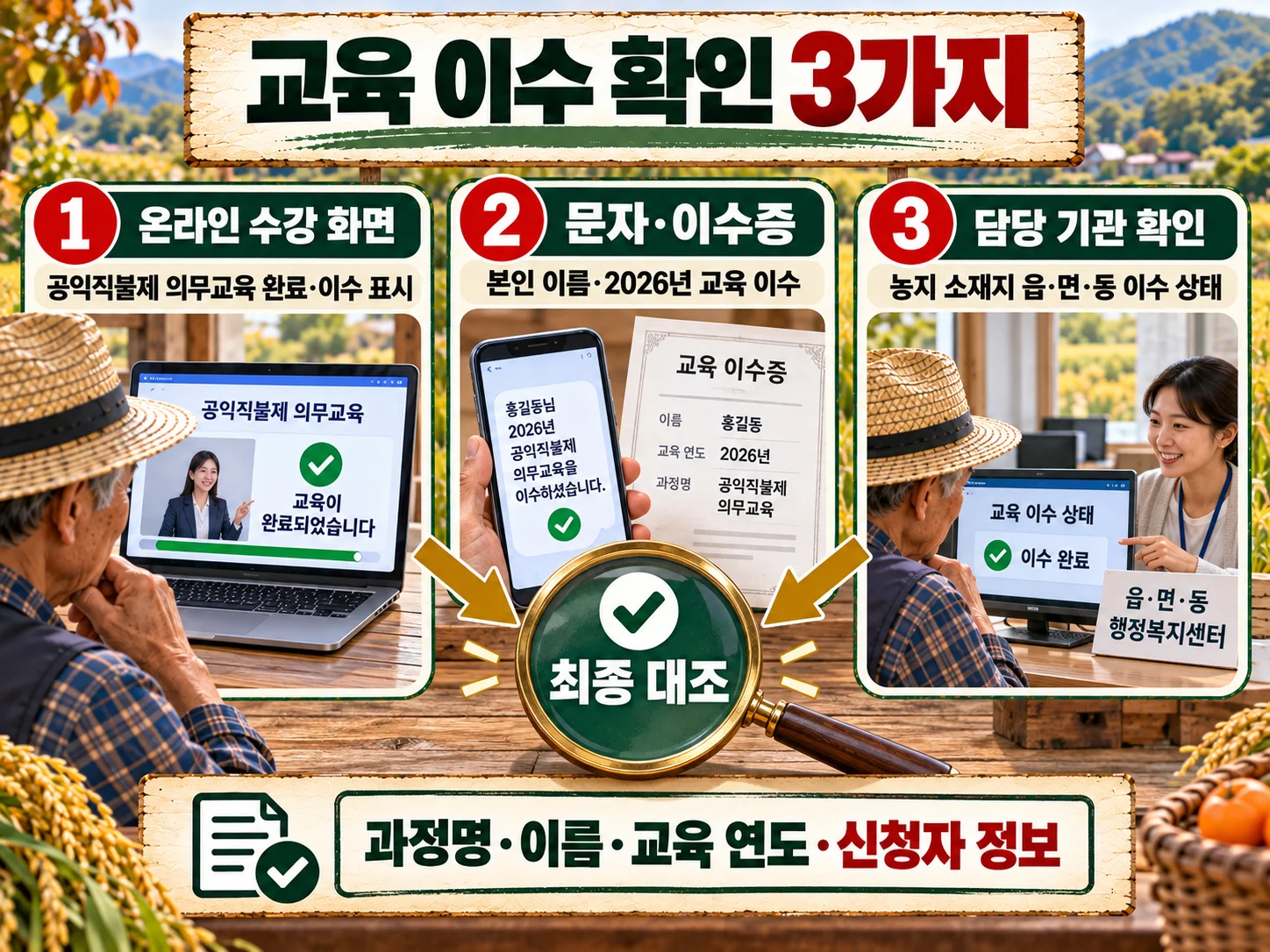공익직불제 의무교육 이수 기록 확인 방법