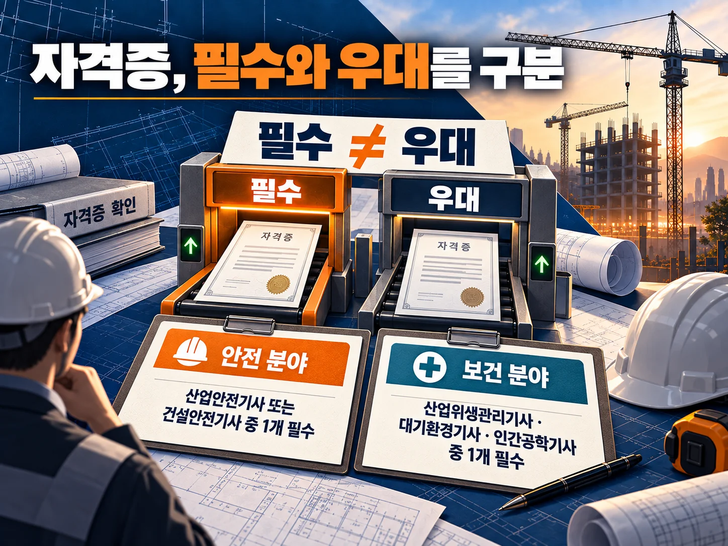 건설사 채용 자격증의 필수 조건과 우대 조건 확인