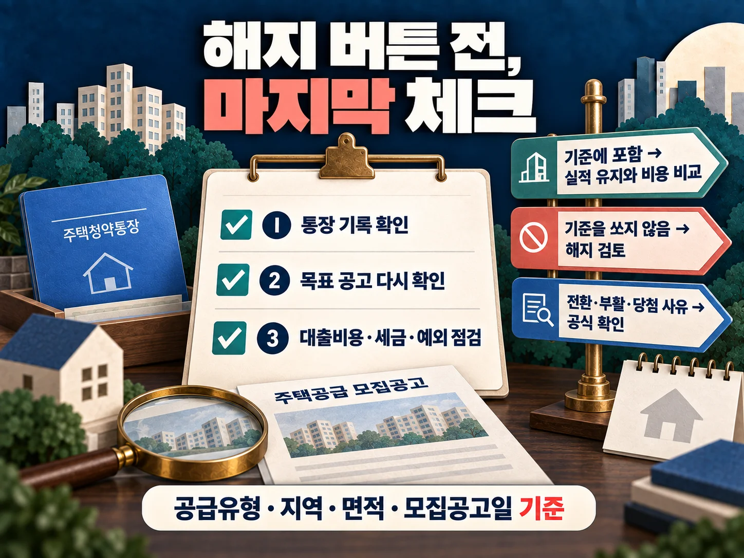 입주자모집공고 기준으로 청약통장 해지 여부를 점검하는 체크리스트