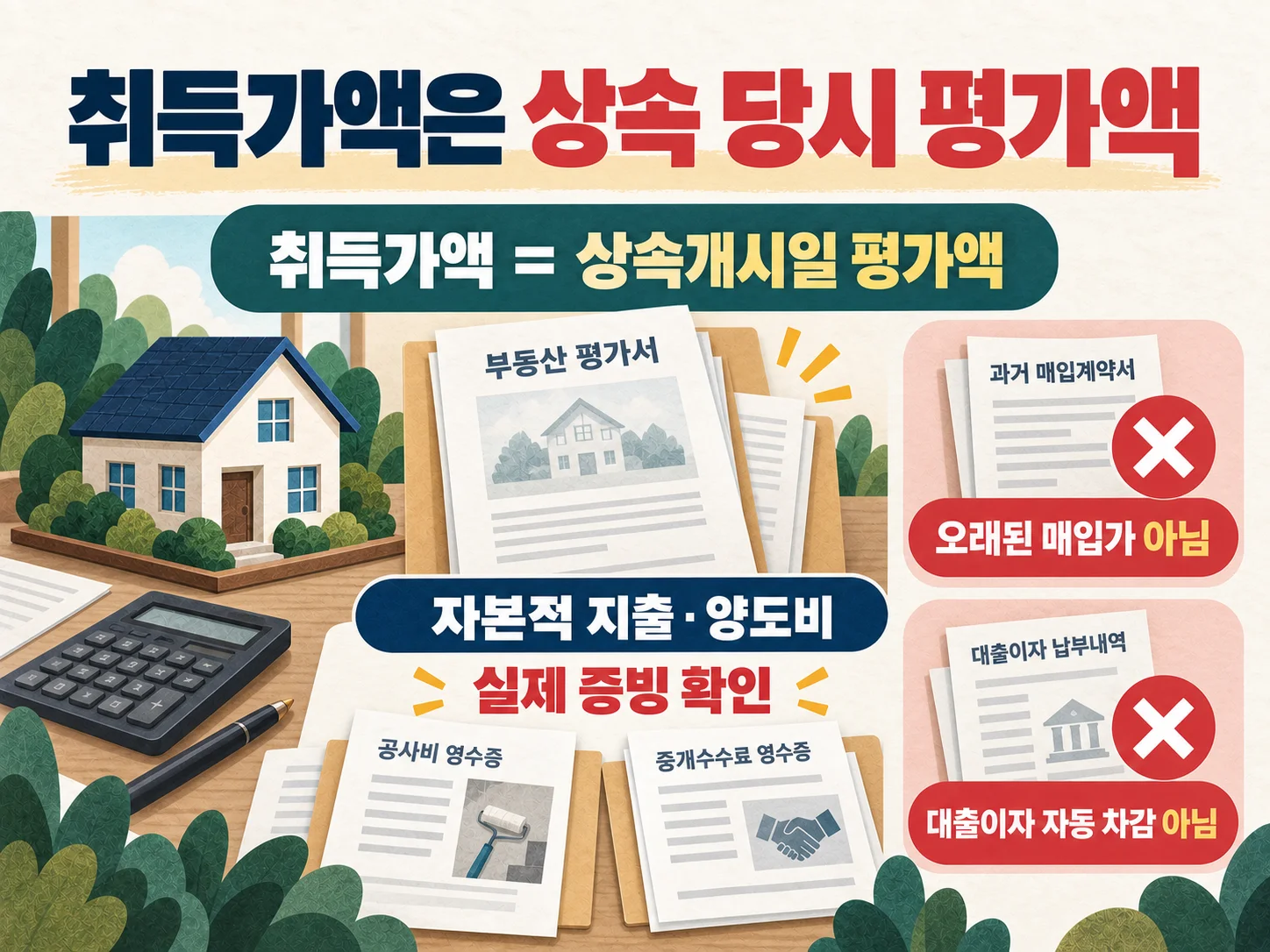 상속주택 취득가액 · 상속개시일 평가액과 필요경비 증빙