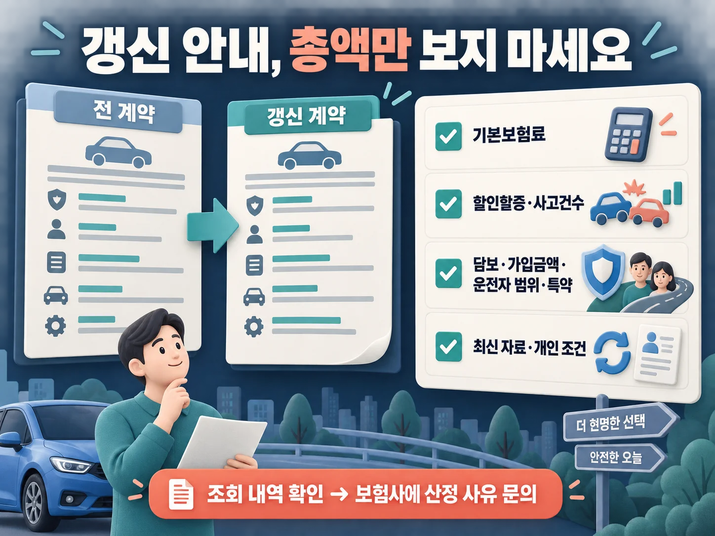 자동차보험 갱신료 확인을 위한 비교 체크리스트 이미지