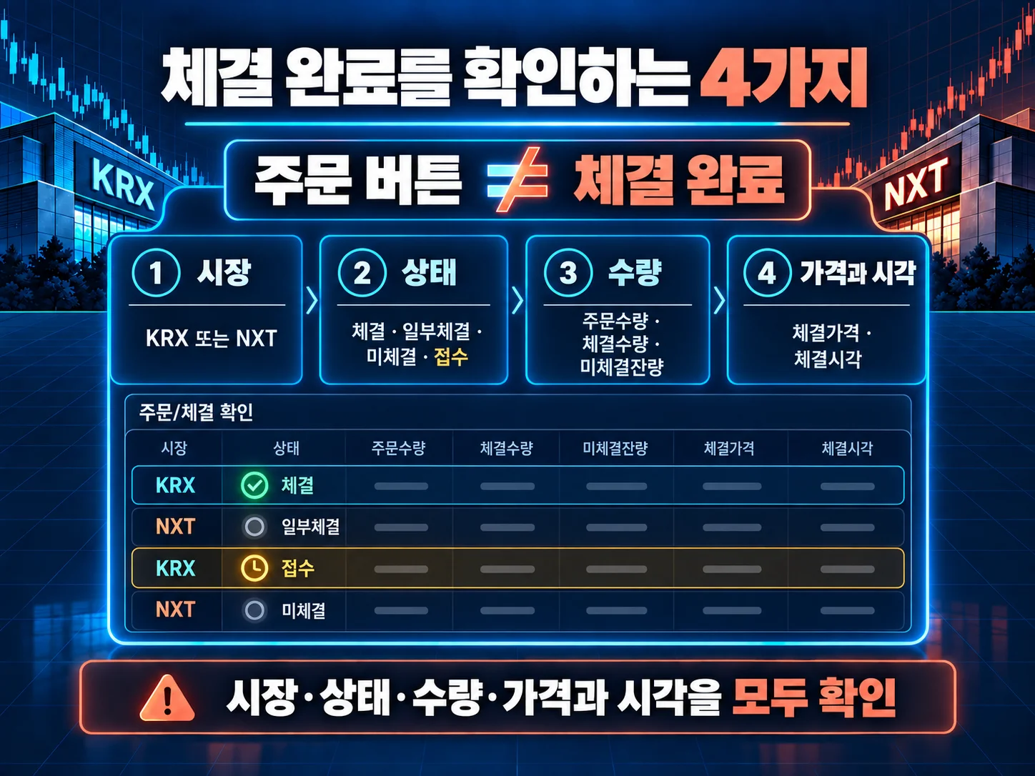 애프터마켓 체결내역과 미체결잔량 확인