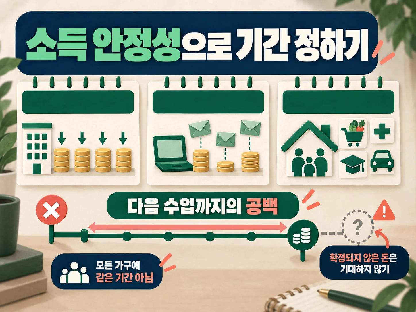 소득 안정성에 따라 비상금 버틸 기간을 정하는 기준