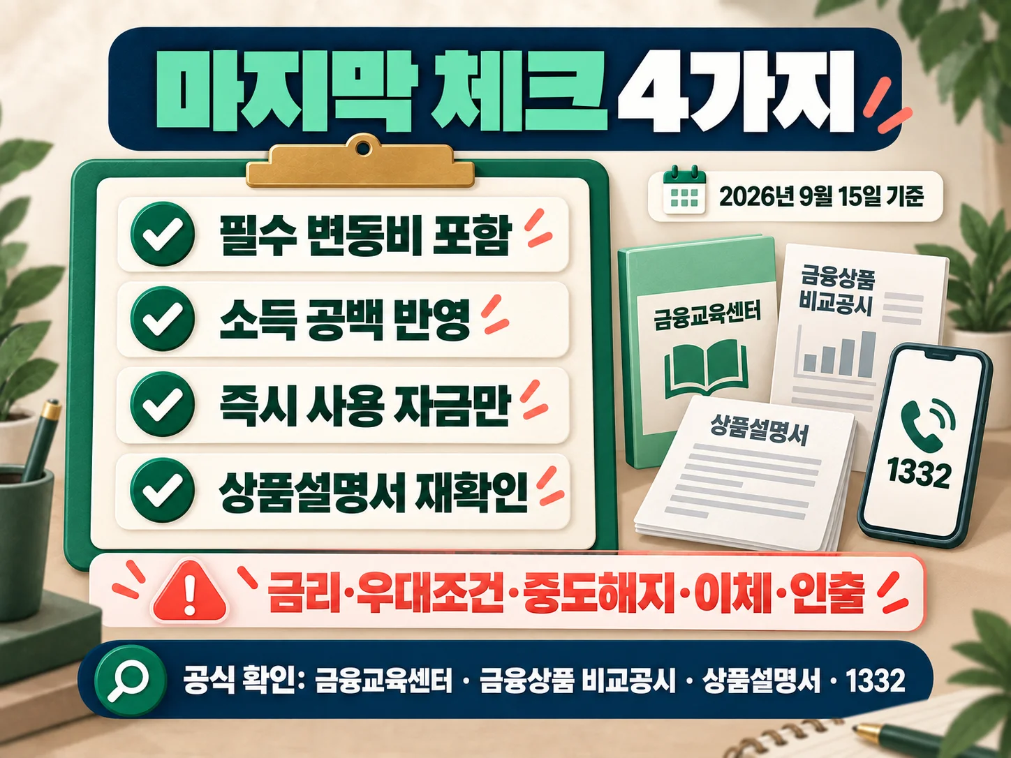 비상금 통장 가입 전 금리와 중도해지 조건을 확인하는 체크리스트
