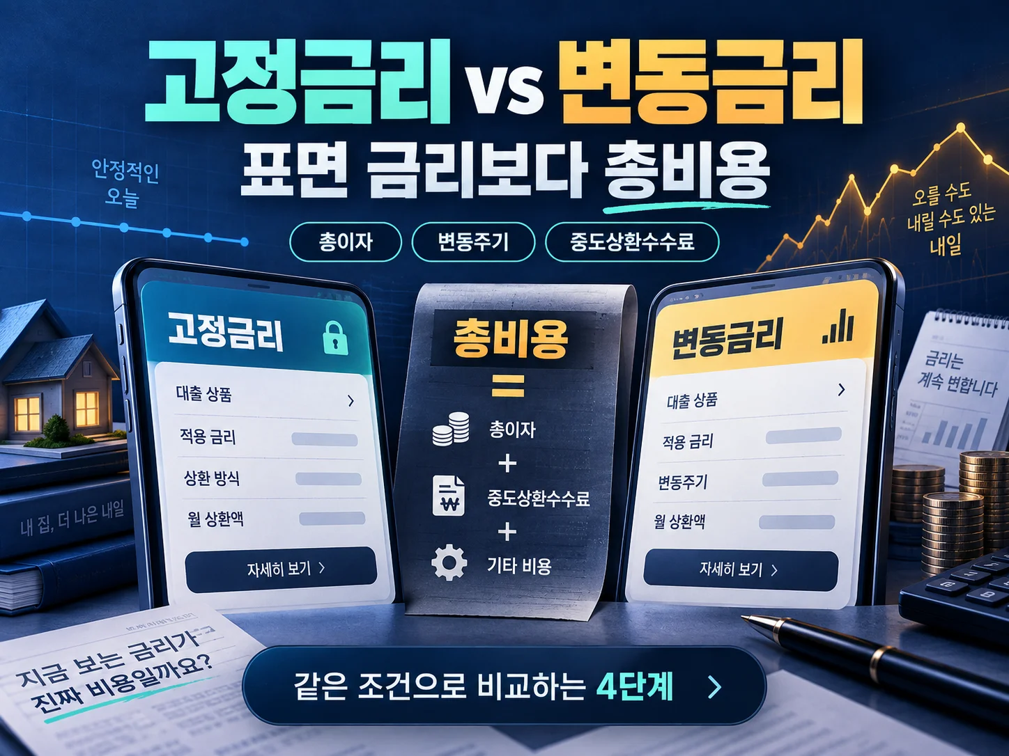 고정금리와 변동금리 대출 비교 핵심을 보여주는 안내 이미지