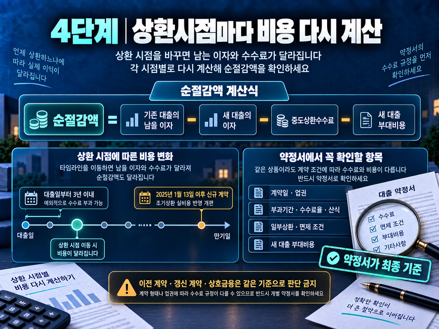 대출 갈아타기 전 중도상환수수료와 순절감액을 확인하는 항목