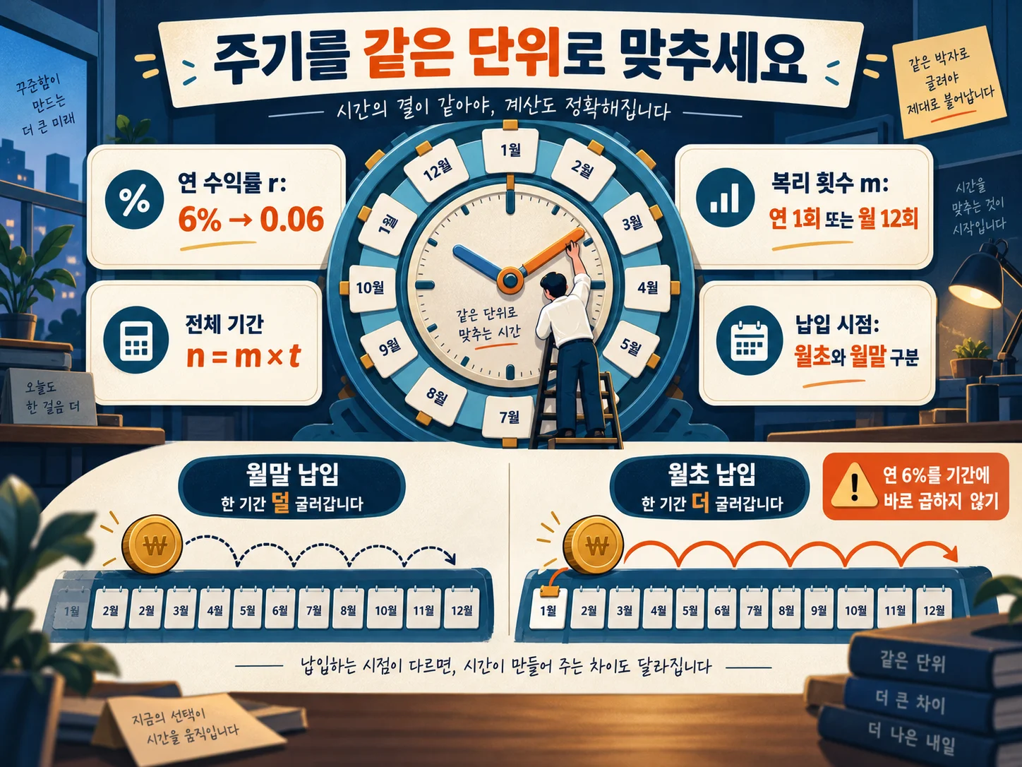 복리 계산의 납입주기와 복리주기를 맞추는 기준