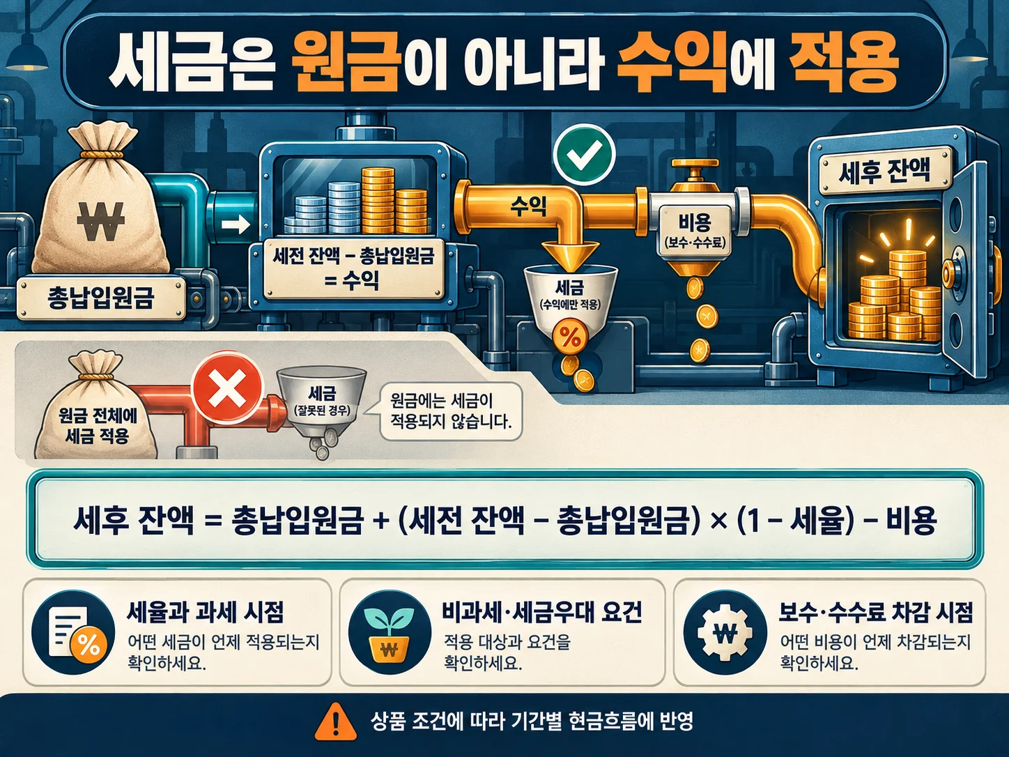 세금과 비용을 반영한 복리 계산 세후 금액