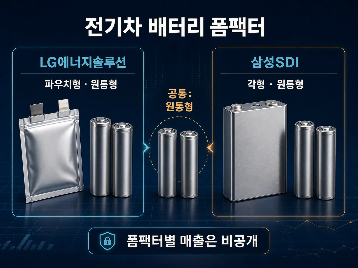 파우치형·각형·원통형 배터리 폼팩터 구조 비교