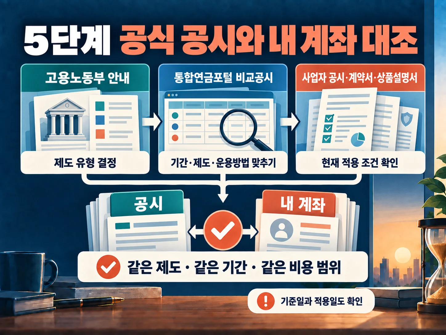 퇴직연금 비교공시와 내 계좌 적용 조건 대조