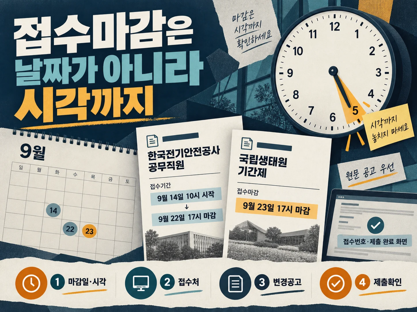 - 공공기관 채용 지원서 접수 마감일·마감 시각·접수처 점검