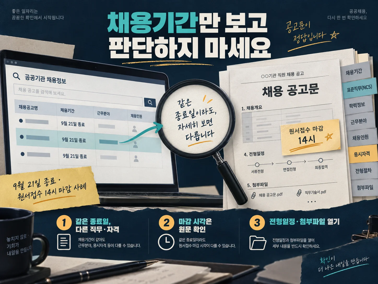 - 잡알리오 채용기간과 기관 원문 공고의 접수기간 비교 확인