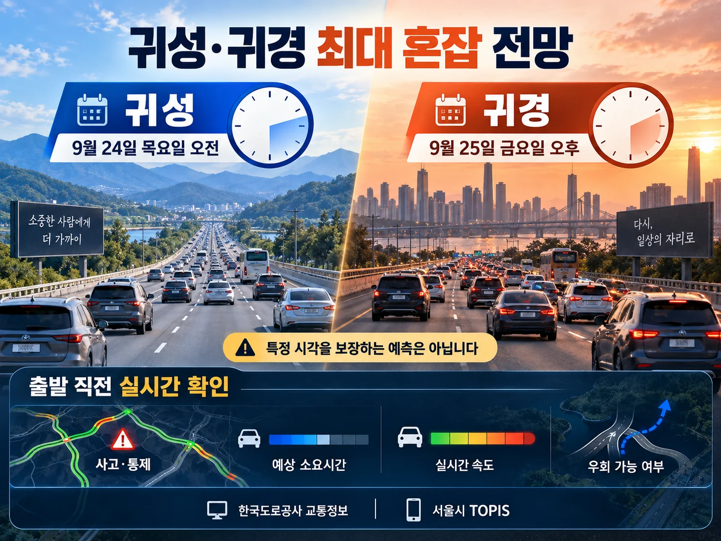 추석 귀성 귀경 혼잡 예상과 고속도로 교통정보 확인