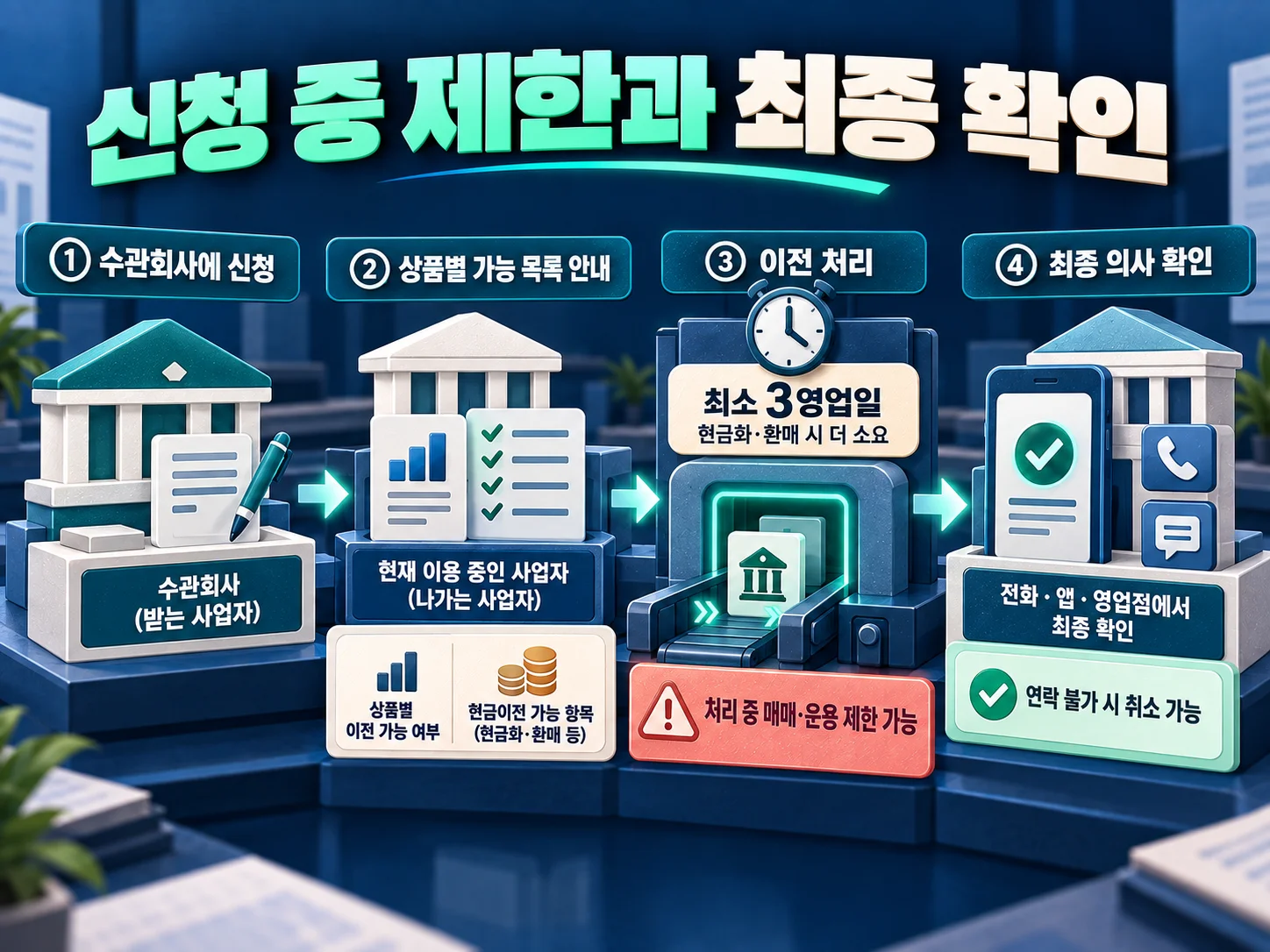 퇴직연금 실물이전 신청 중 거래 제한과 처리 절차 확인