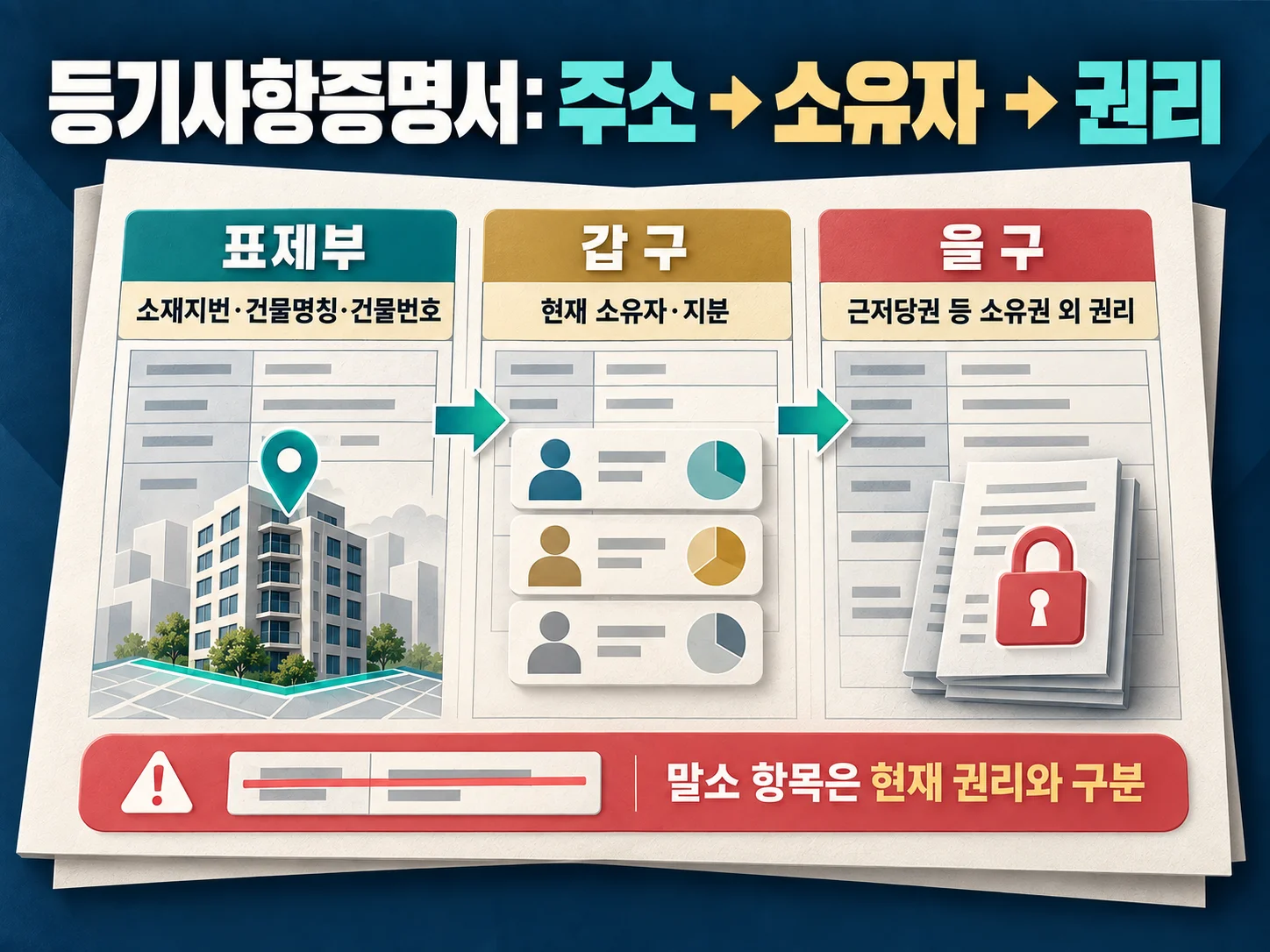 등기사항증명서 표제부·갑구·을구에서 소유자와 권리를 확인하는 방법
