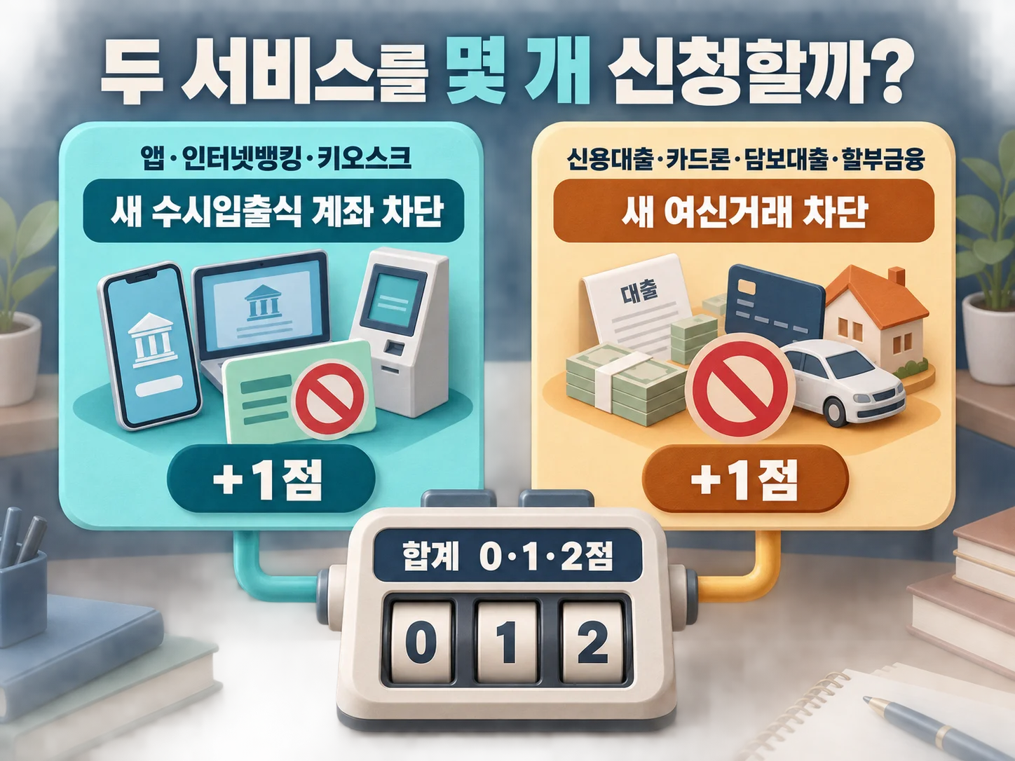 비대면 계좌개설 안심차단과 여신거래 안심차단 선택 체크리스트