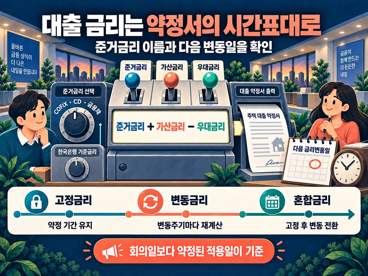 대출 준거금리와 금리변동주기에 따른 적용일 확인
